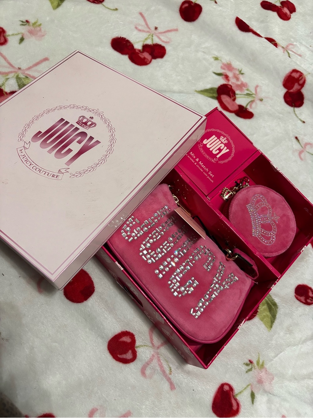 Juicy Couture Hot Pink Crystal-Embellished Mini Bag Set